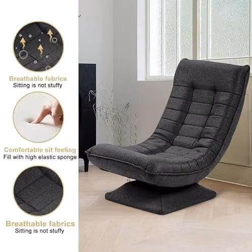 HYGRAD BUILT TO SURVIVE 360-Degree Swivel Armchair, Grey Folding Recliner with Adjustable Backrest and Headrest – 8