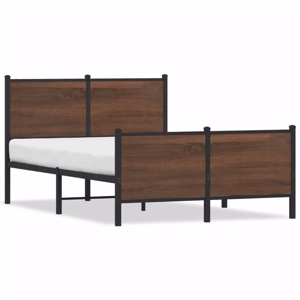 Berkfield Home Metal Bed Frame in Brown Oak, W/D/H: 120 x 200 cm – 2