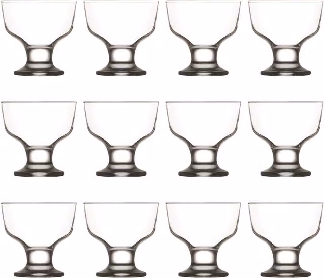 LAV Destina Glass Ice Cream Bowls, Transparent, Pack of 12, 285ml