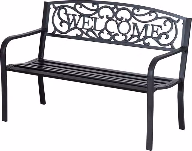 Outsunny 2 Seater Metal Garden Bench in Black – 1