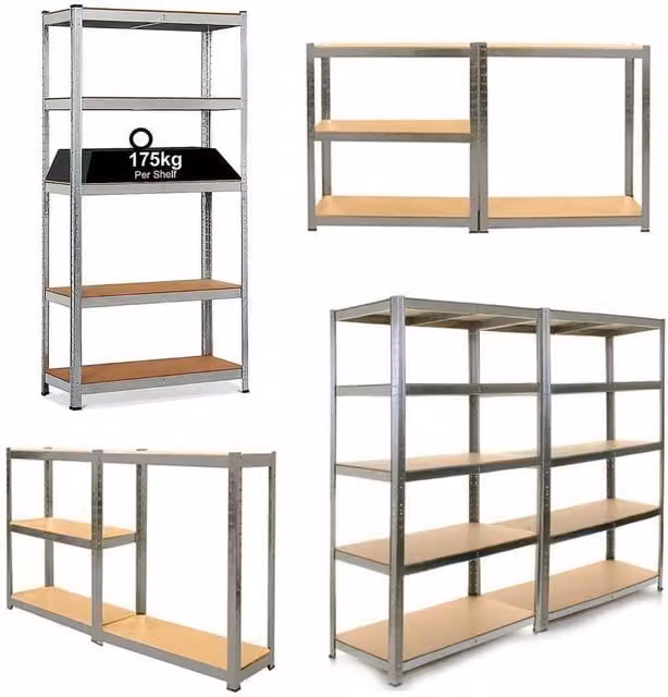 Kelvenix 5 Tier Heavy Duty Garage Shelving in Silver, W/D/H: 100 x 52 x 18 cm – 1