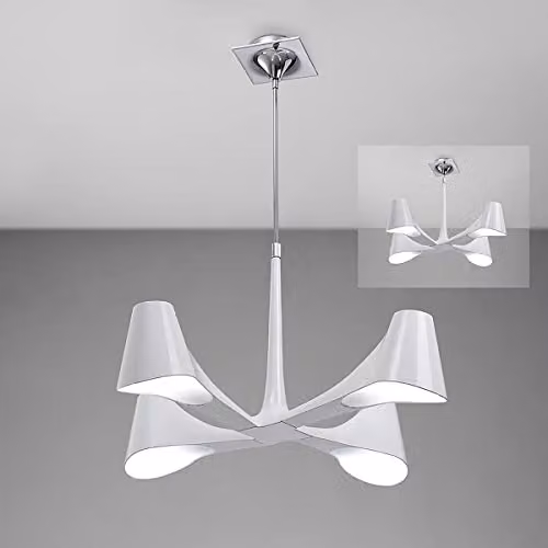 Netlighting Ora Telescopic Convertible Semi Flush Ceiling Light in Gloss White and Polished Chrome with 4 x E27 Bulbs Included – 2