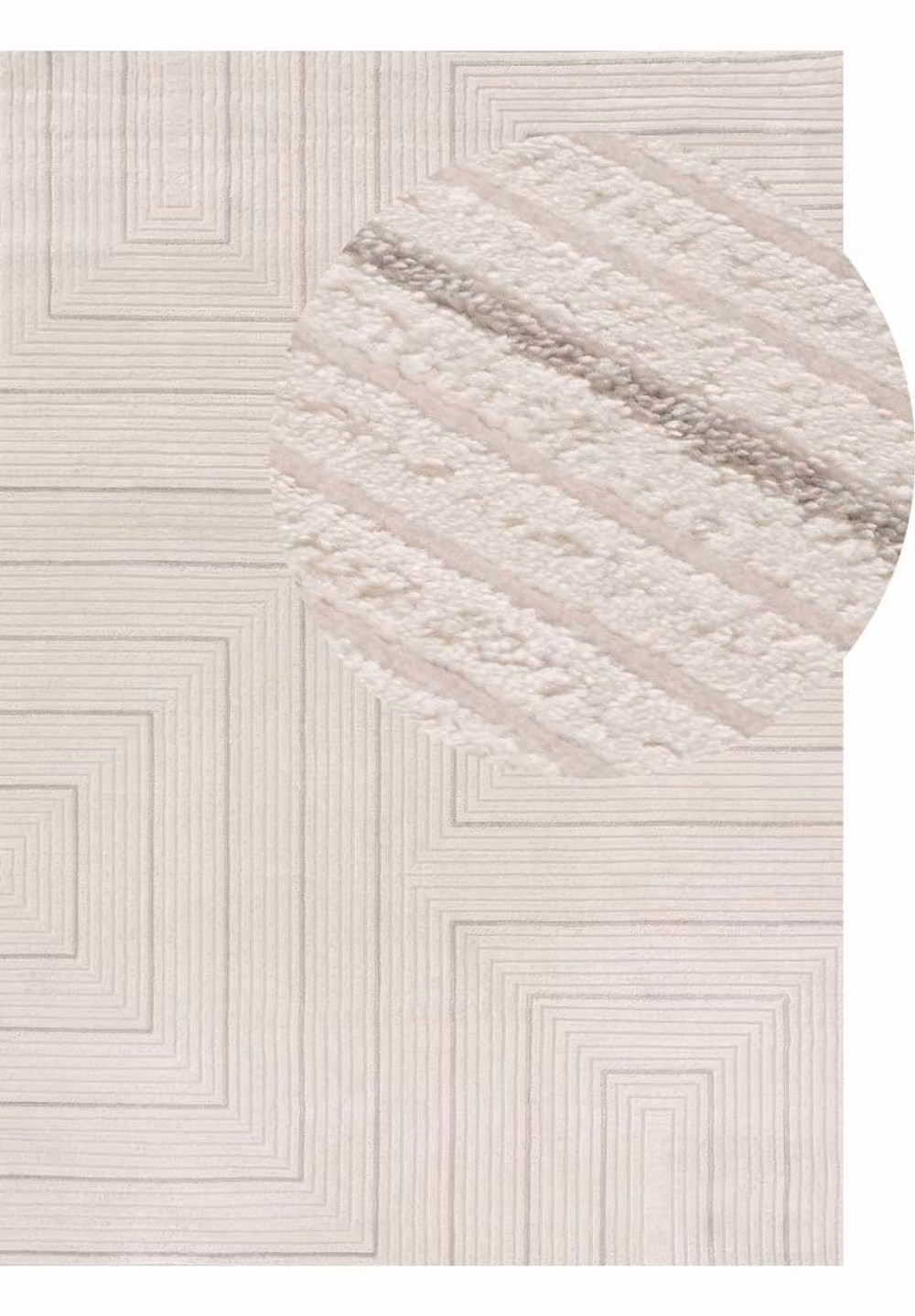 THE RUGS Carmel Maze Design Soft Pile Area Rug, Ivory and Grey, W: 290 cm, D: 200 cm – 2