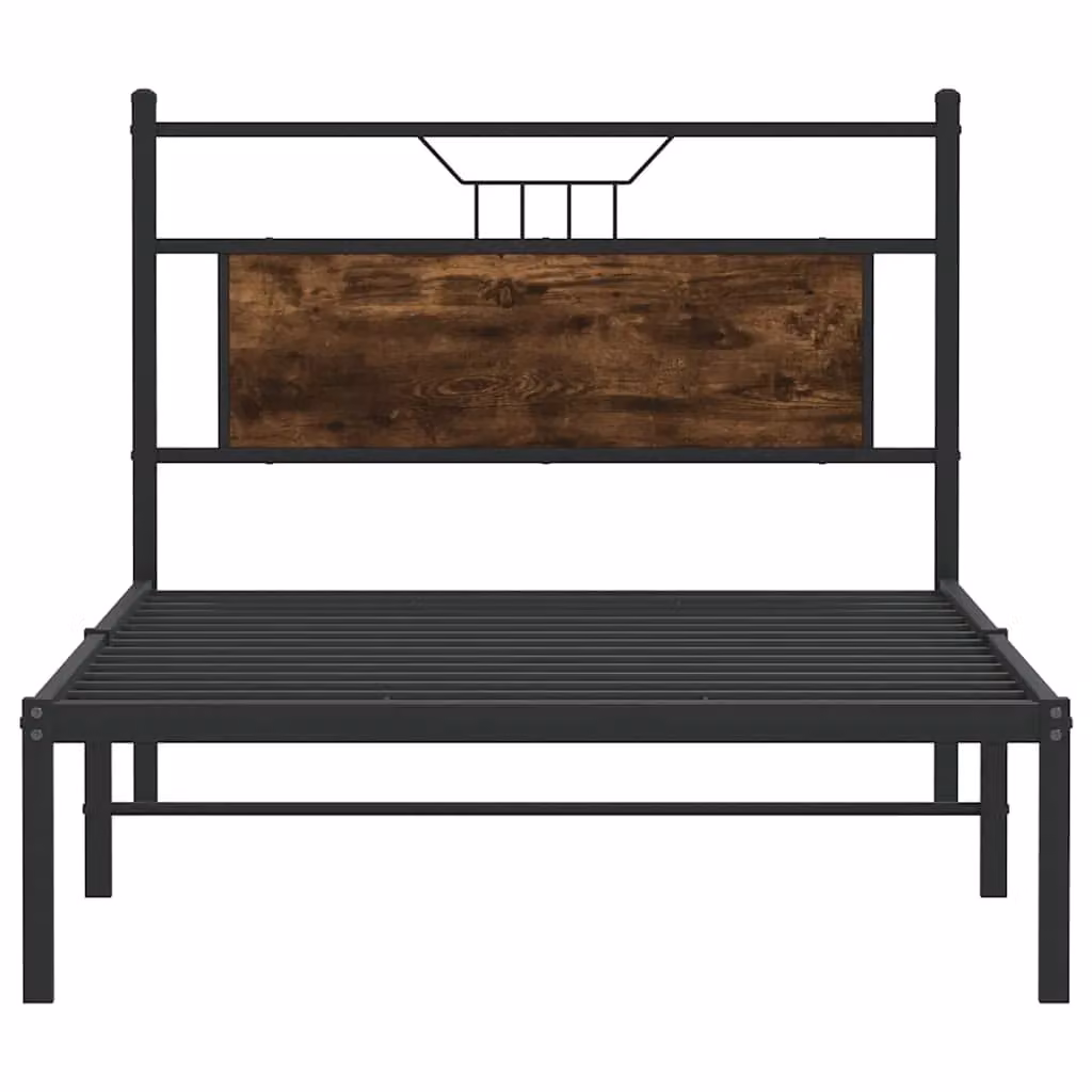 Berkfield Home Smoked Oak Bed Frame in Brown, W/D/H: 100 x 200 cm – 3