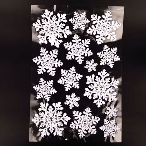 Shatchi 3D Christmas Window Stickers in Snowy White and Silver, 4 Assorted Reusable Sheets – 2