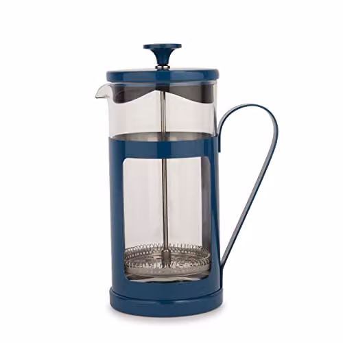 La Cafetiere Monaco Stainless Steel and Glass 8 Cup French Press Cafetiere, Blue