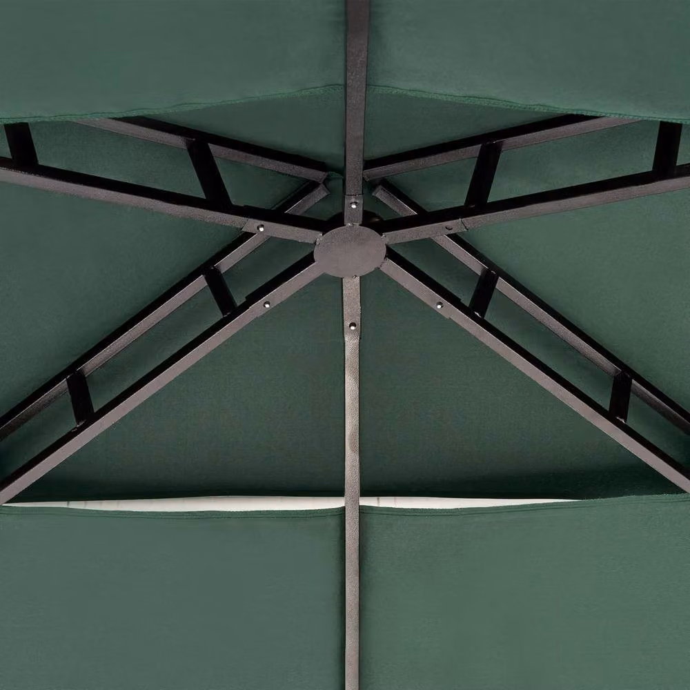Wyld and Coco Garden Gazebo in Dark Green with Steel Frame, W: 245 cm, D: 148 cm – 3