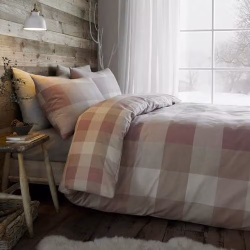 Appletree Hygge Reversible Checked Cotton Flannelette Duvet Cover and Pillowcase Set, Multicolour, 200 x 200 cm – 2
