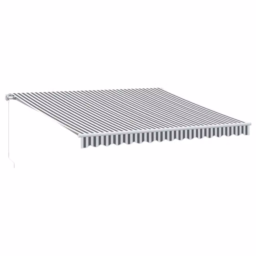 Berkfield Home Manual Retractable Awning with LED, Black Polyester Fabric, W: 400 cm, D: 350 cm – 2