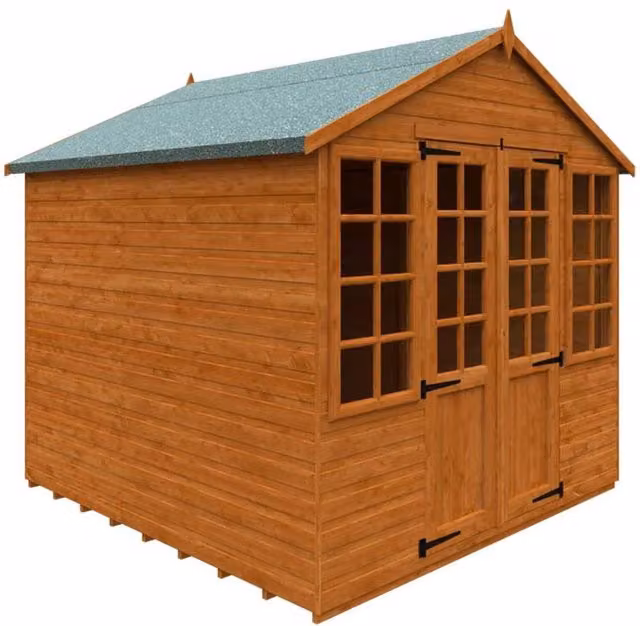 Buttercup Farm 12mm Wood Summerhouse Shed in Burnt Orange, W: 235 cm, D: 235 cm, H: 243.7 cm – 1