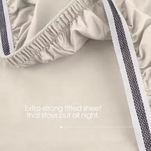 Bedable Mako Satin Cotton Deep Fitted Sheet, 460 Thread Count, Beige, W/D/H: 180 x 200 x 36 cm – 2