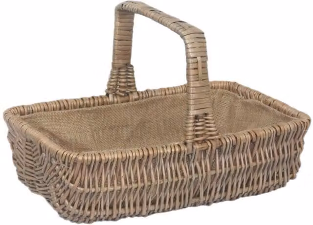 Red Hamper Wicker Rectangular Garden Trug in Red and Brown, W/D/H: 19.0 x 10.0 x 19.0 cm – 1