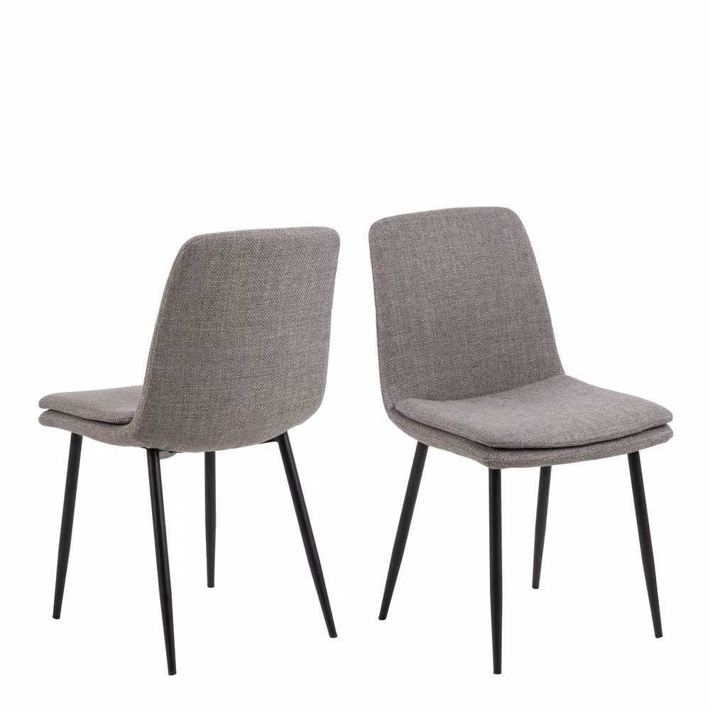 Wyld Haus Set of 4 Mosslight Grey Fabric Upholstered Dining Chairs with Black Metal Frame – 2