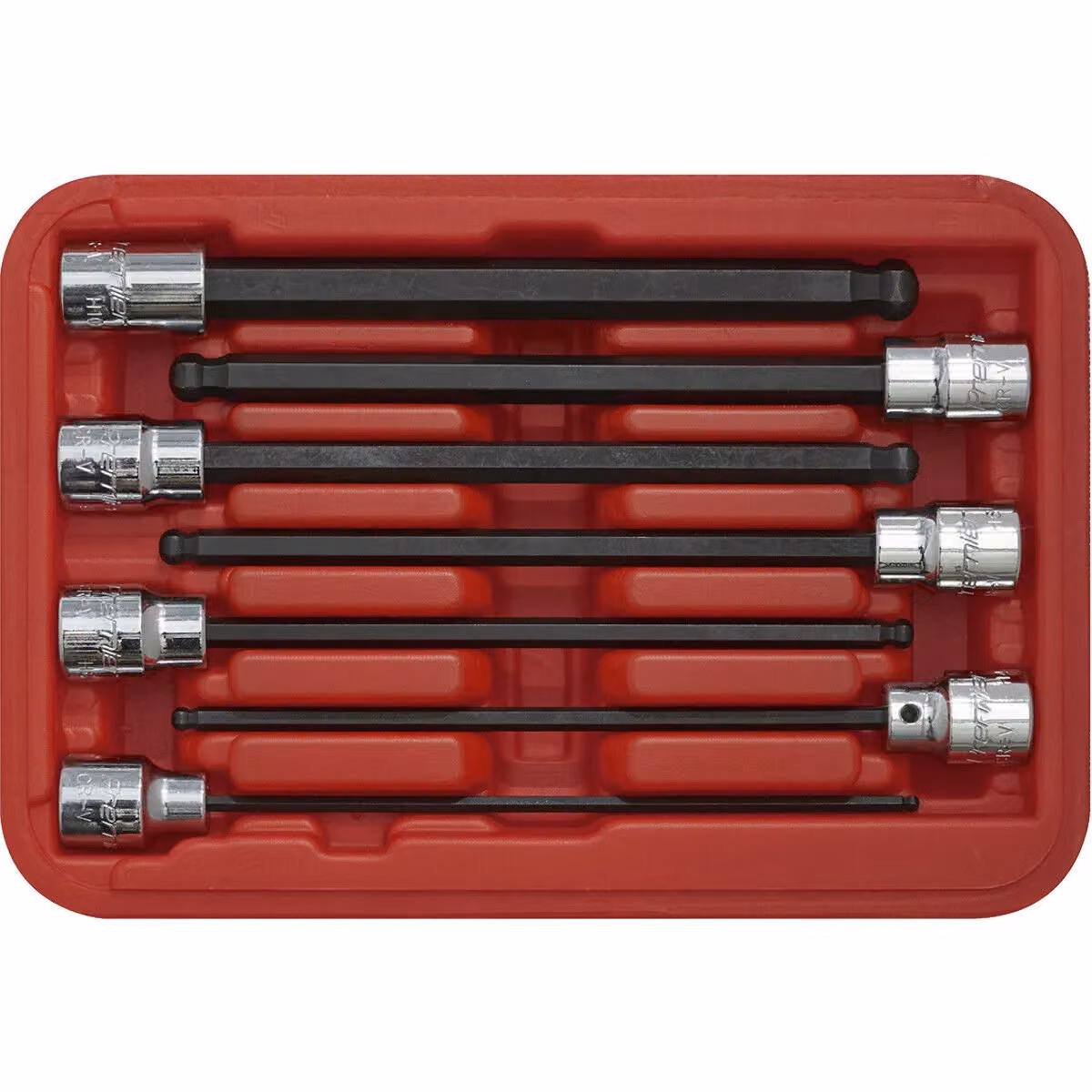 Loops 7pc Ball End Hex Socket Bit Set, 3/8" Square Drive, 3mm to 10mm, 150mm Long Shaft, Chrome Vanadium – 4