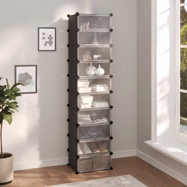 Berkfield Home Black Shoe Rack, W/D/H: 44 x 32 x 174 cm – 1
