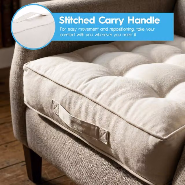 Harbour Housewares Beige Square Seat Booster Cushion with Removable Breathable Cover – 1