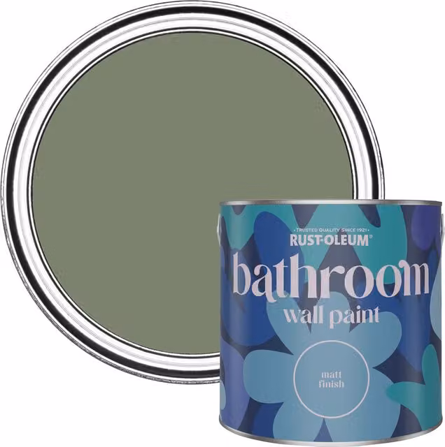 Rust-Oleum Green Matt Water-Based Bathroom Wall and Ceiling Paint, Mould Resistant, 2.5 l – 3