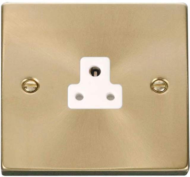 SE HOME Satin Brushed Brass 1 Gang 2A Round Pin Socket with White Plate