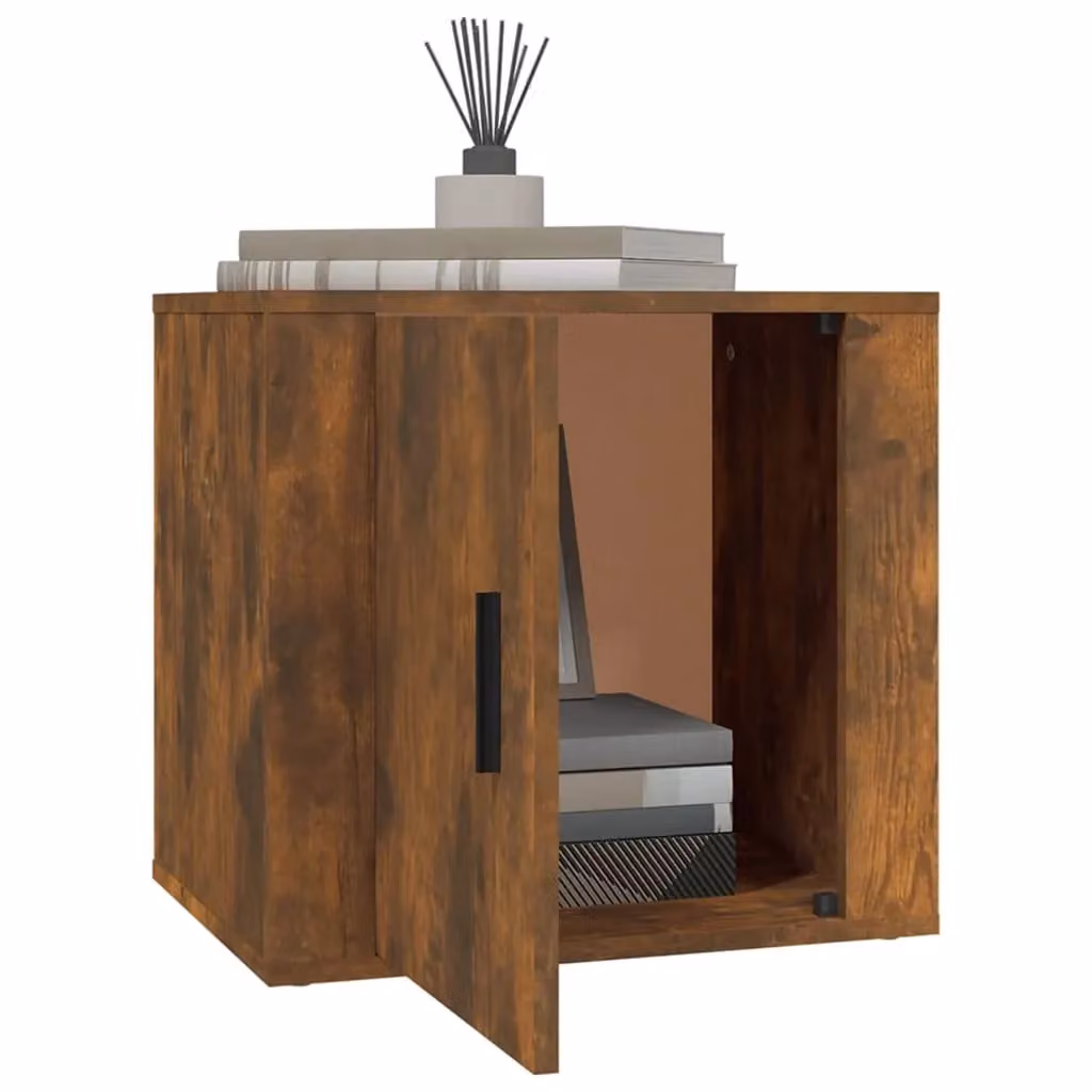 Berkfield Home Set of 2 Smoked Oak Bedside Cabinets in Brown, W/D/H: 50 x 39 x 47 cm – 3