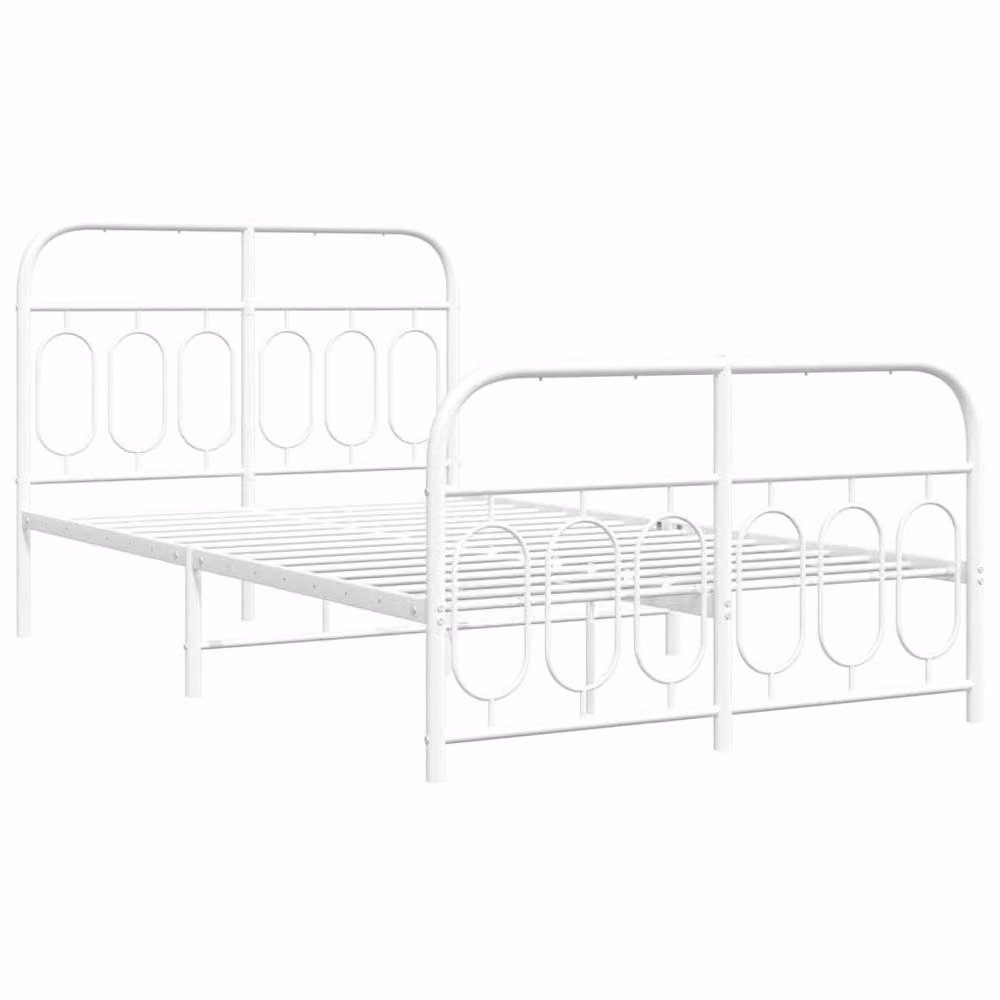 Berkfield Home Metal Bed Frame with Footboard, White, W/D/H: 120 x 200 cm – 3