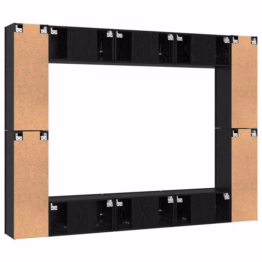 Berkfield Home Black Oak TV Cabinet with Internal Shelves and Hinged Doors, W/D/H: 30.5 x 30.0 x 90.0 cm – 4