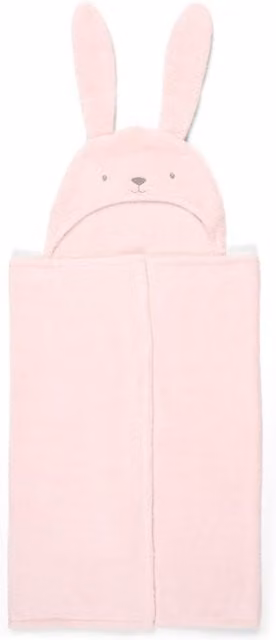 Mamas & Papas Fluffy Cotton Terry Hooded Bunny Baby Towel in Pink