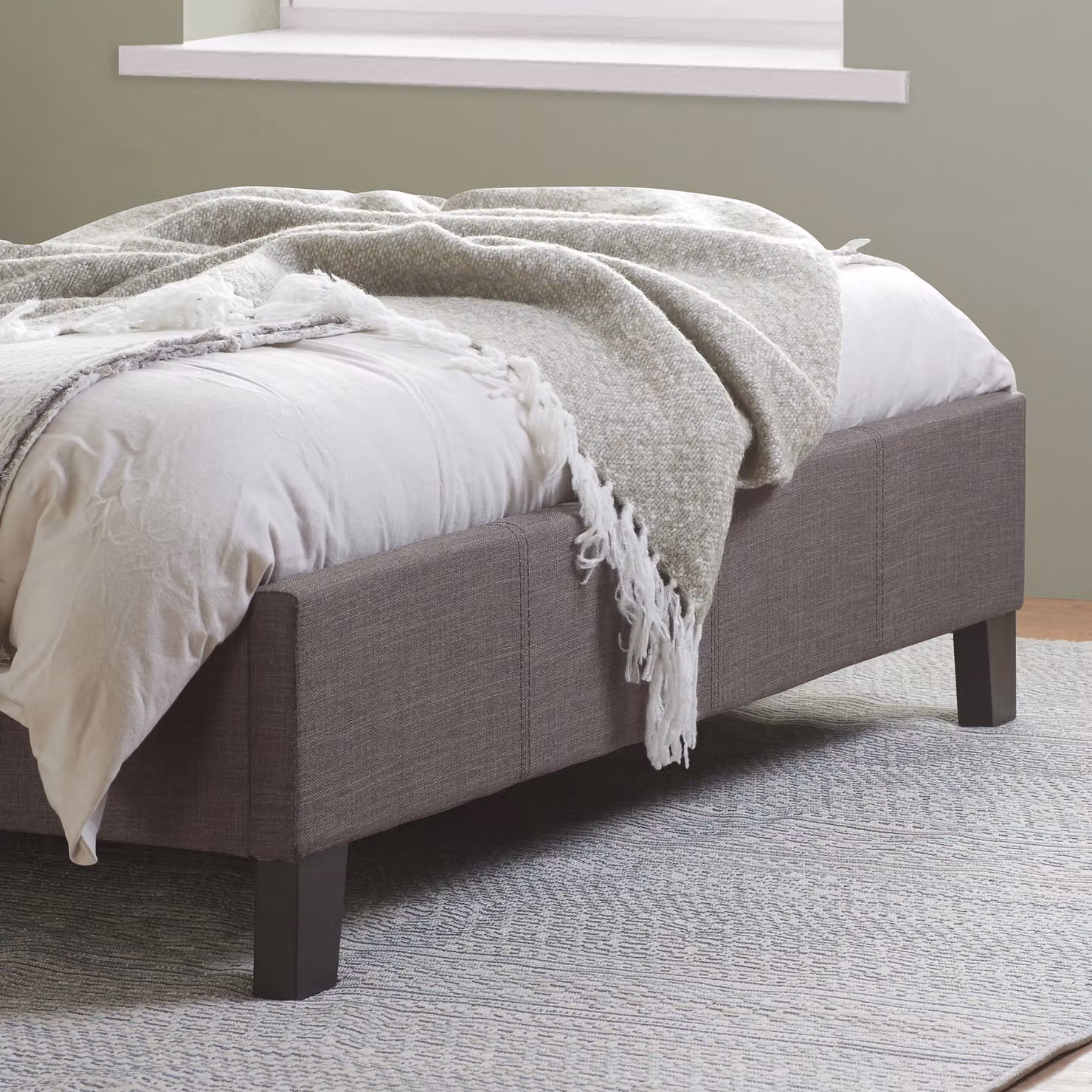 Birlea Berlin Grey Velvet Upholstered Fabric Bed Frame, W/D/H: 180 x 200 cm – 2