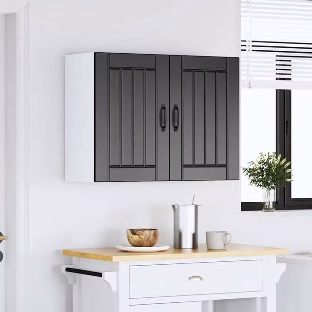 Berkfield Home Lucca Black Wall Mounted Kitchen Cabinet with Glass Doors – 1