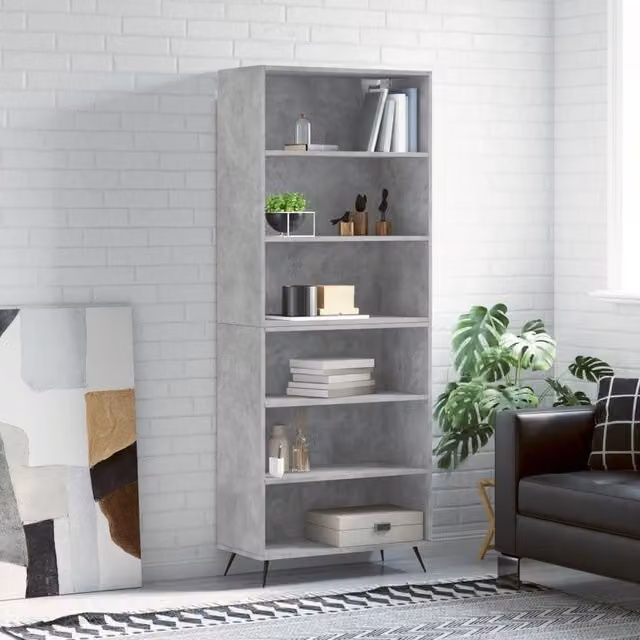 Berkfield Home Modern Highboard in Concrete Grey, W: 69.5 cm, D: 32.5 cm, H: 180 cm – 1