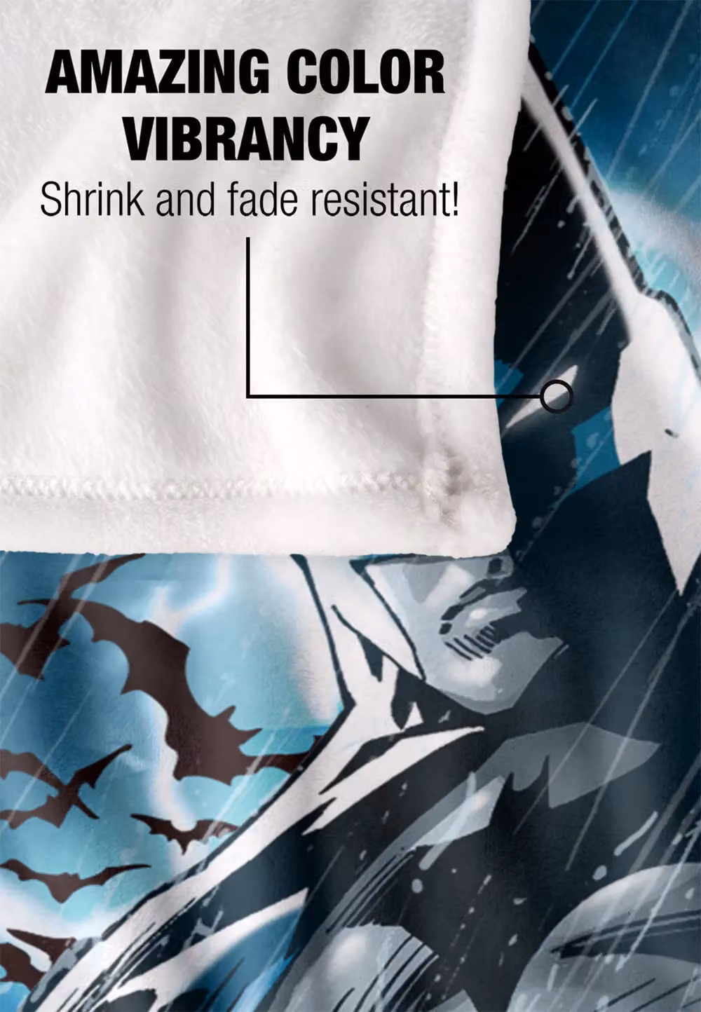 DC Comics Batman Stormy Knight Classic Blanket in White, W: 152 cm, D: 127 cm – 4
