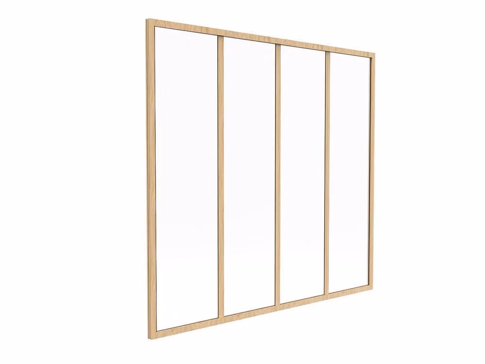Vente-unique Industrial-Style Glass Partition in Powder-Coated Aluminium, Light Oak and Brown, W/H: 120 x 105 cm