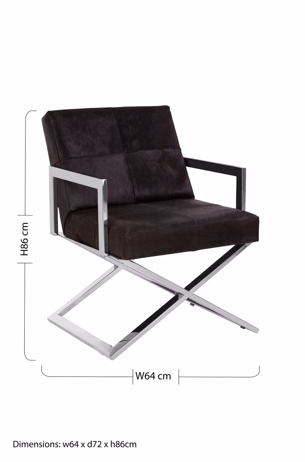 Orsina Contemporary Design Black Leather Accent Armchair with Metal Cross Base – 2