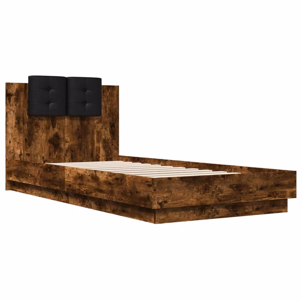 Berkfield Home Smoked Oak Bed Frame in Brown, W/D/H: 100 x 200 cm – 3