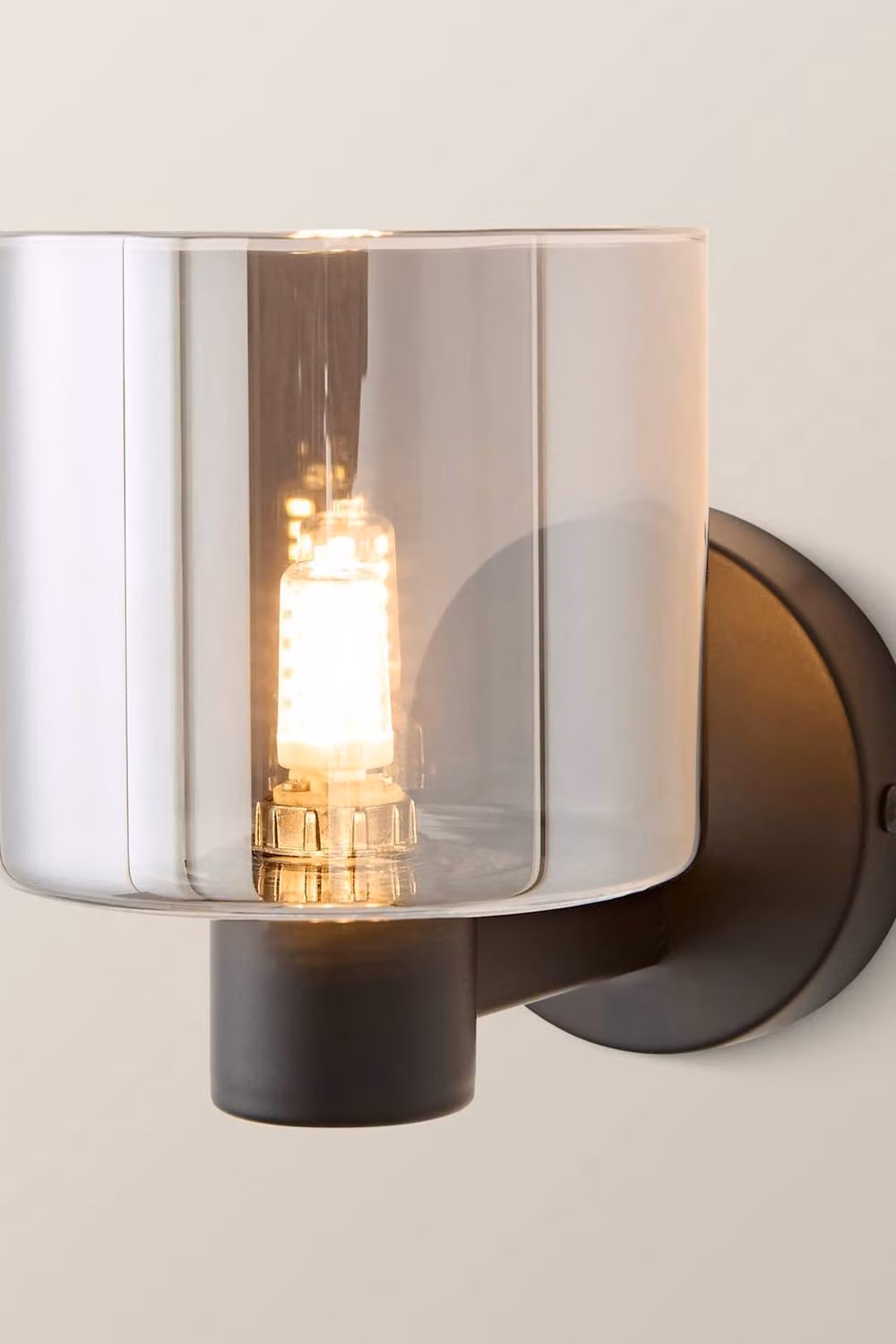 ValueLights Demi Smoked Glass LED Wall Light in Black and Chrome – 2
