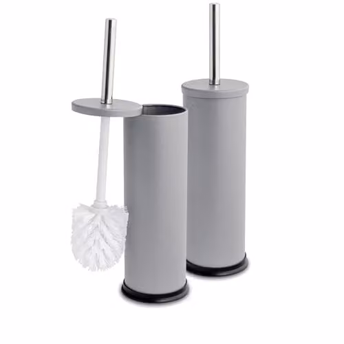 Harbour Housewares Matte Grey Toilet Brush and Holder Set of 2, Stainless Steel Bathroom Accessories with Non-Slip Bases