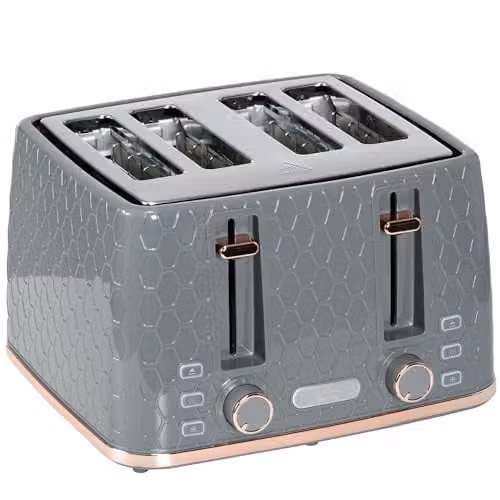 HOMCOM 4-Slice Toaster with 7 Browning Levels and 1600W Power in Grey