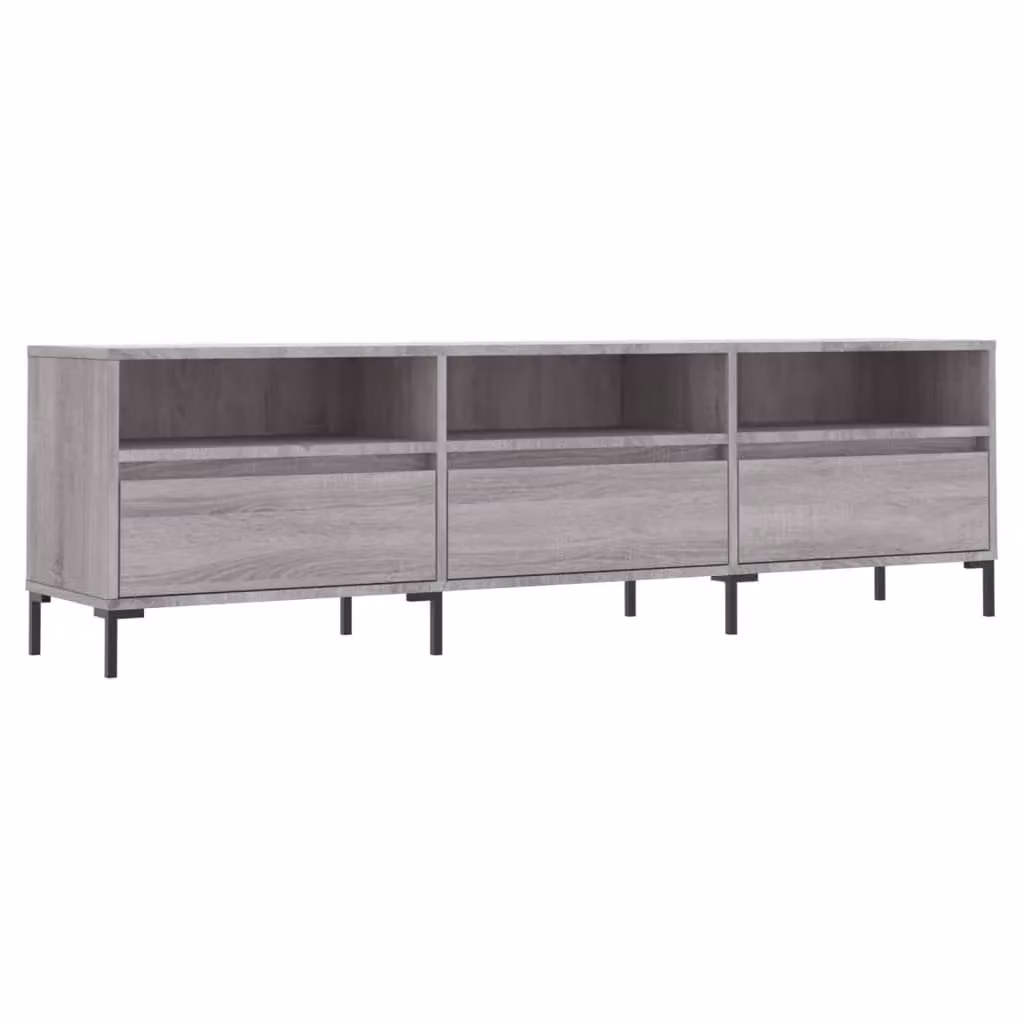 Berkfield Home Modern Grey Sonoma TV Cabinet in Engineered Wood, W: 150 cm, D: 30 cm, H: 44.5 cm – 2