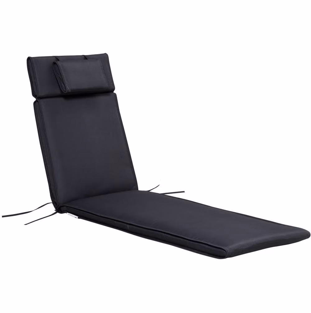 STILVORA Sun Lounger Cushion with Removable Head Pillow in Black – 4