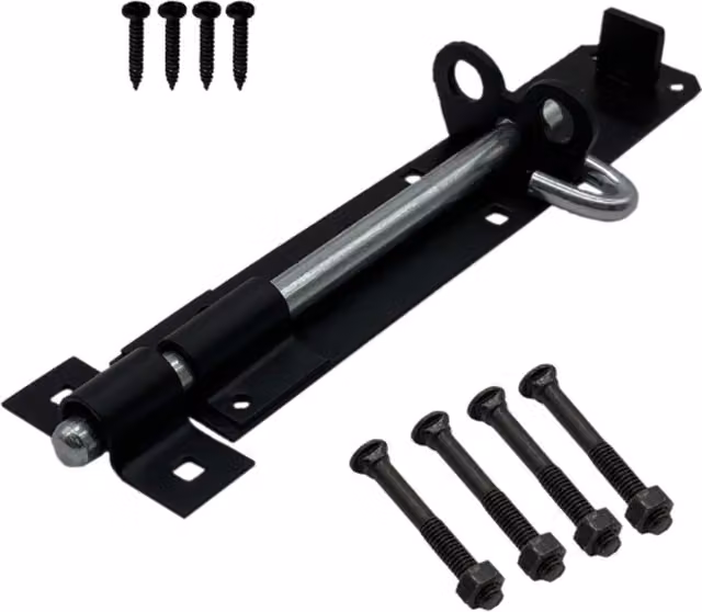 Garden Mile Black Steel Door Bolt for Internal and Garden Doors