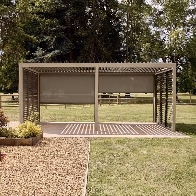 Leisure Grow Savannah Pergola with Lights in Grey Aluminium, W: 600 cm, D: 300 cm