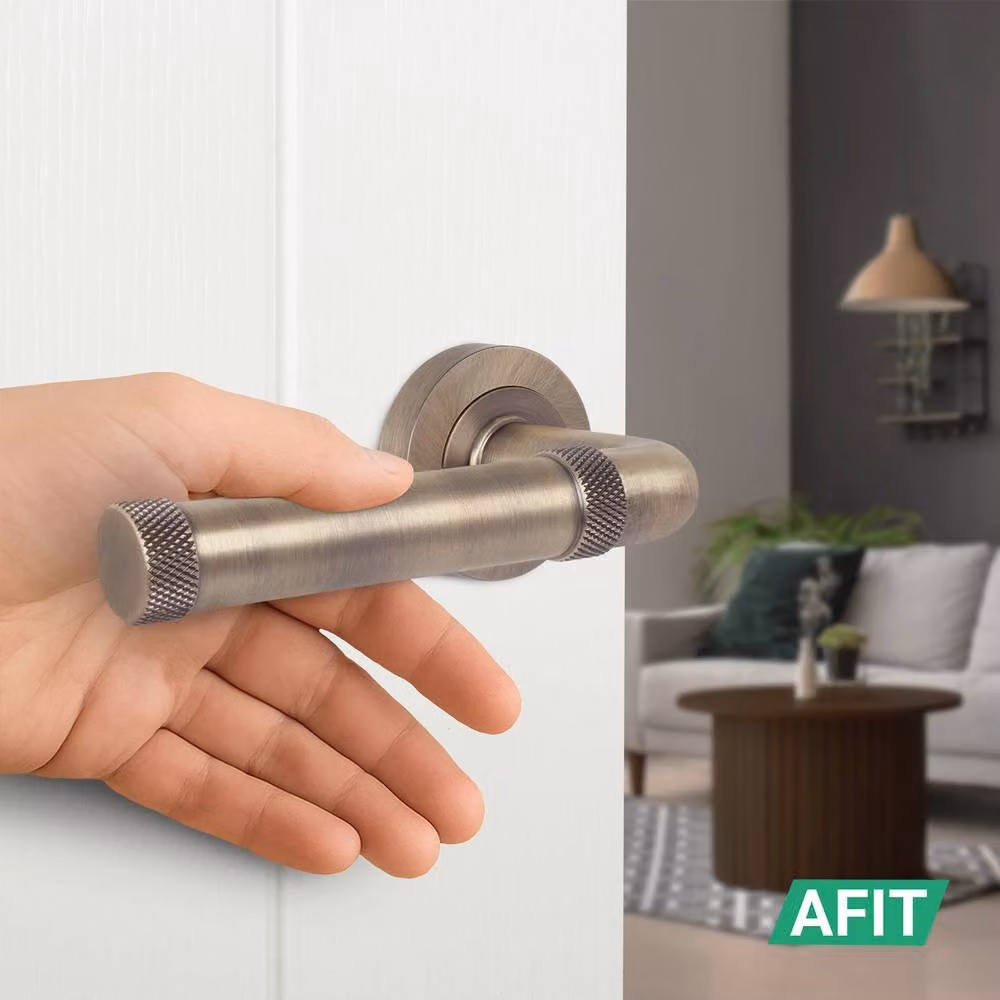 AFIT Antique Brass Door Handle Latch Set with Hinges, Bronze, 4 Pack – 4