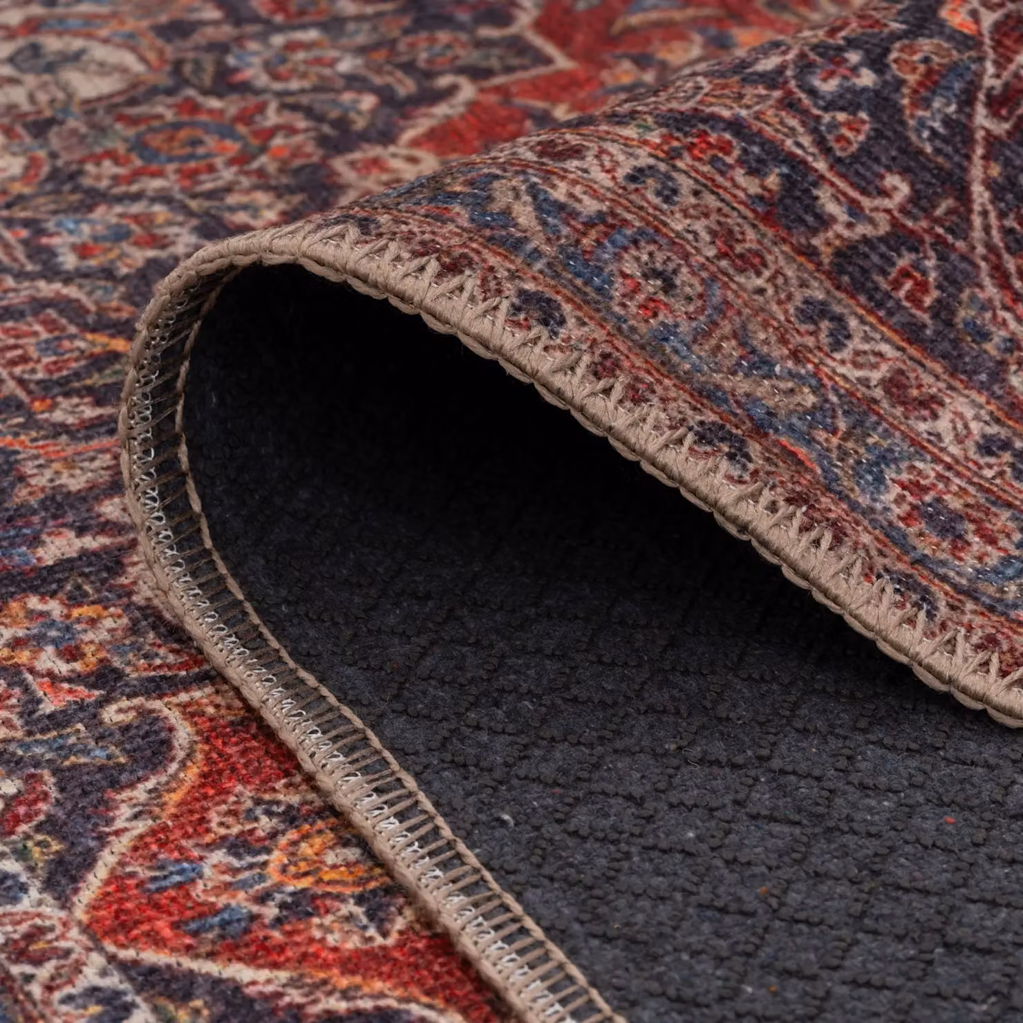 Kukoon Red Traditional Floral Hallway Runner Rug, Non-Slip and Washable, W: 80 cm, L: 300 cm – 2
