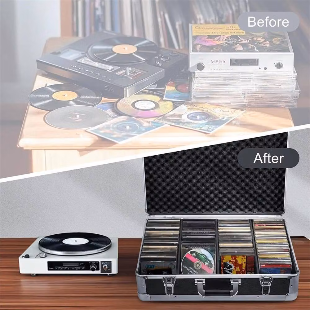 Nordara Portable Aluminium 120 CD Storage Carry Case in Black – 3