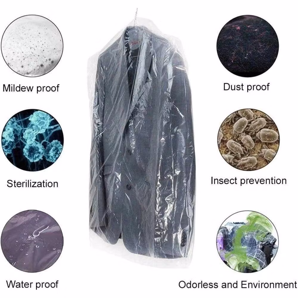Nordara 100 Pack Transparent Plastic Garment Covers for Clothes and Dry Cleaning – 3