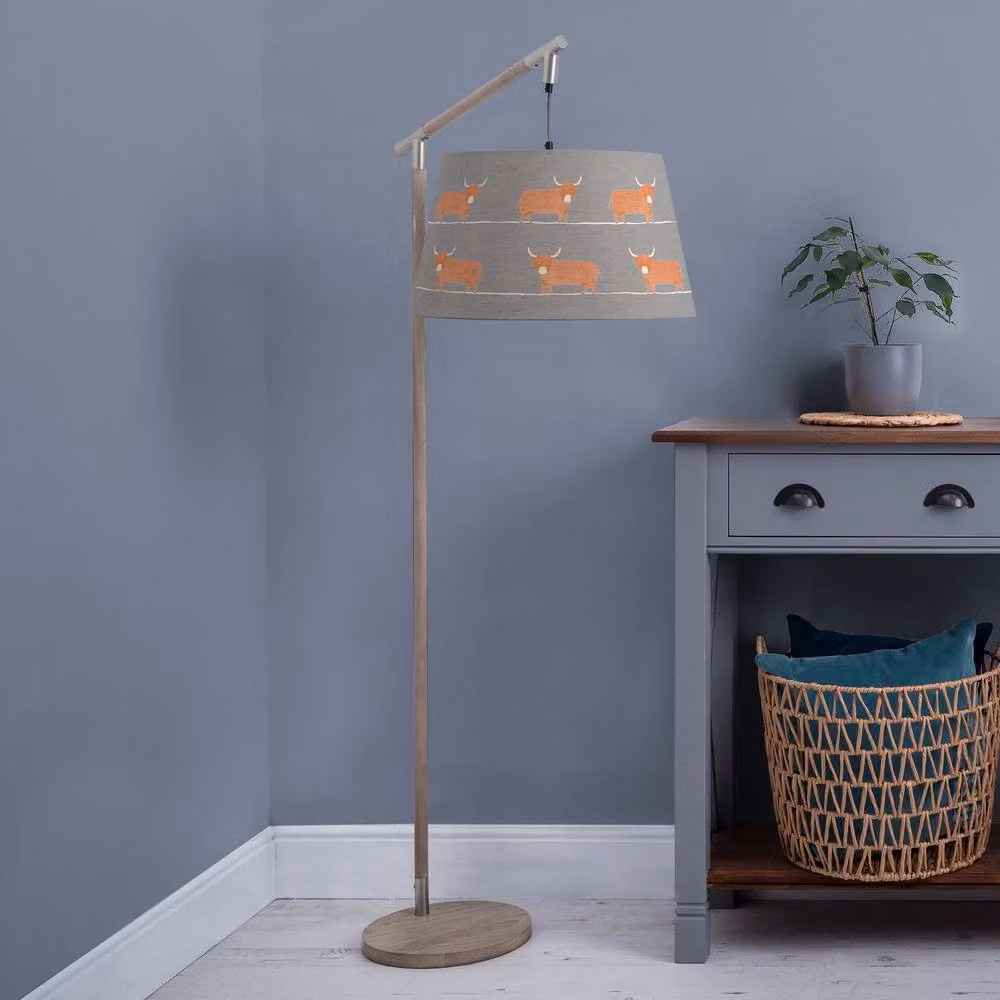 Voyage Maison Quintus Floor Lamp with Dougal Grey Lampshade and Wood Base – 2