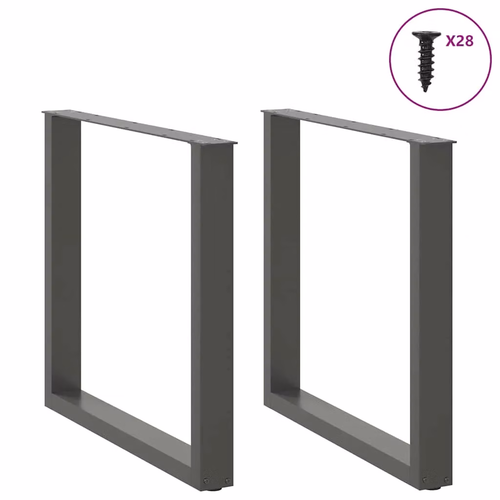 Berkfield Home U-Shaped Coffee Table Legs, 2 Piece Steel Set, Anthracite Black, H: 72.5 cm, W: 80 cm – 2