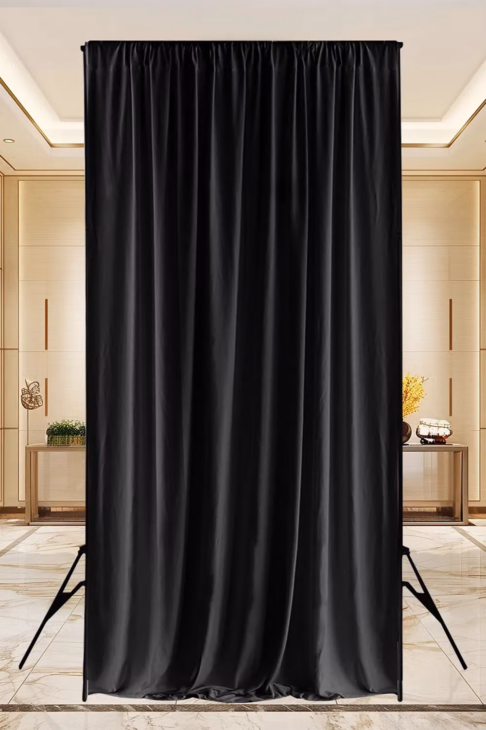 Neel Blue Wrinkle-Free Polyester Spandex Fabric Backdrop Panel in Blue and Black, W: 4 m, H: 1 m – 3