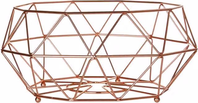 Orsina Gold Finish Geometric Iron Fruit Basket and Serving Bowl
