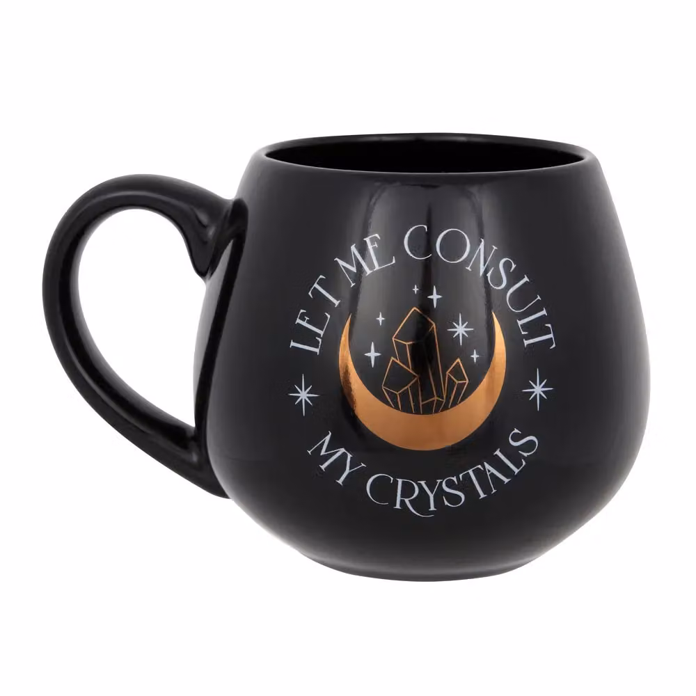 Something Different Let Me Consult My Crystals Round Bone China Mug in Black and Gold – 2