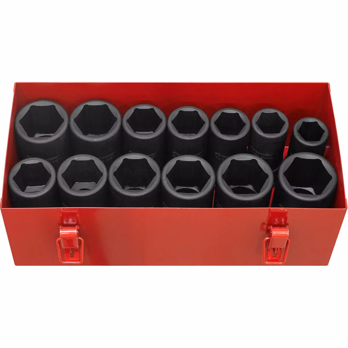 Loops 13 Piece Premium Impact Socket Set, 3/4 inch Sq Drive, Deep Chrome Molybdenum Steel Sockets, Red/Multicolour – 3